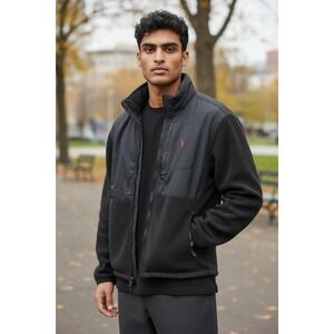 Vtg‎ Polo Ralph Lauren Men's Black Fleece Denali Jacket Pony Logo Full Zip Sz M